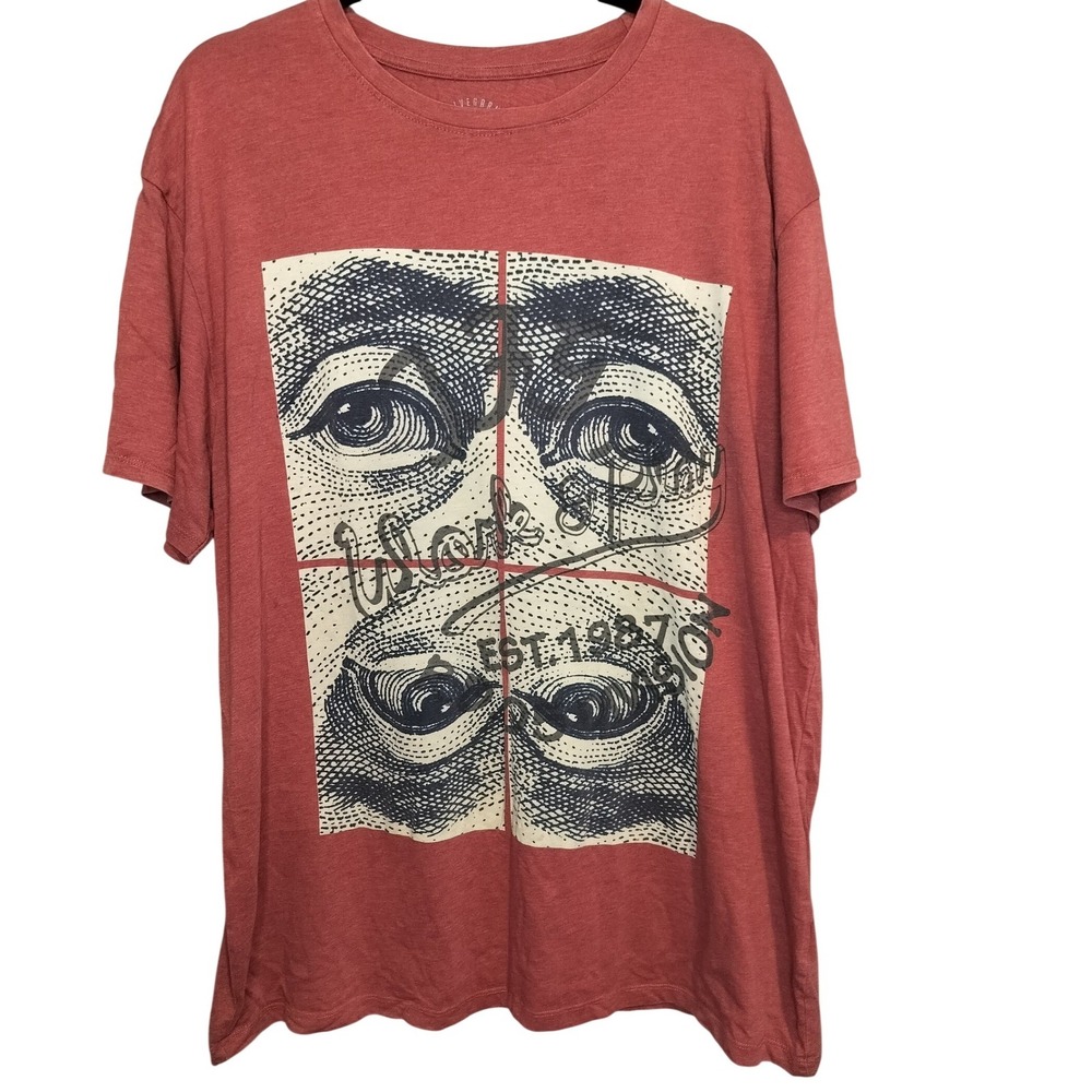TFG Creative Garments Graphic Vintage T Shirt Red Short Sleeve Crew‎ Neck  XXL